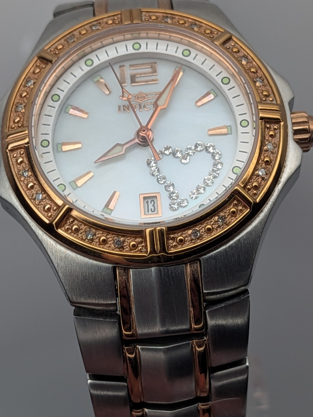 Invicta Wildflower Lady Watch Two Tone Silver Gold Tone Diamond Accent Tritnite - Picture 5 of 15